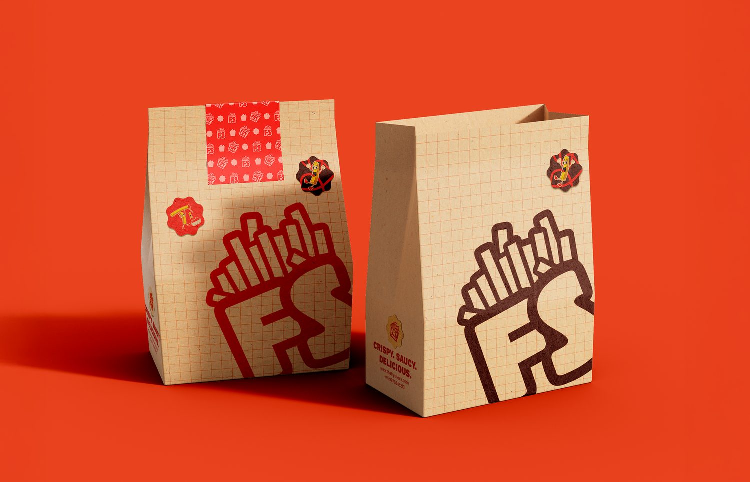 Kraft paper take-away bag mockup